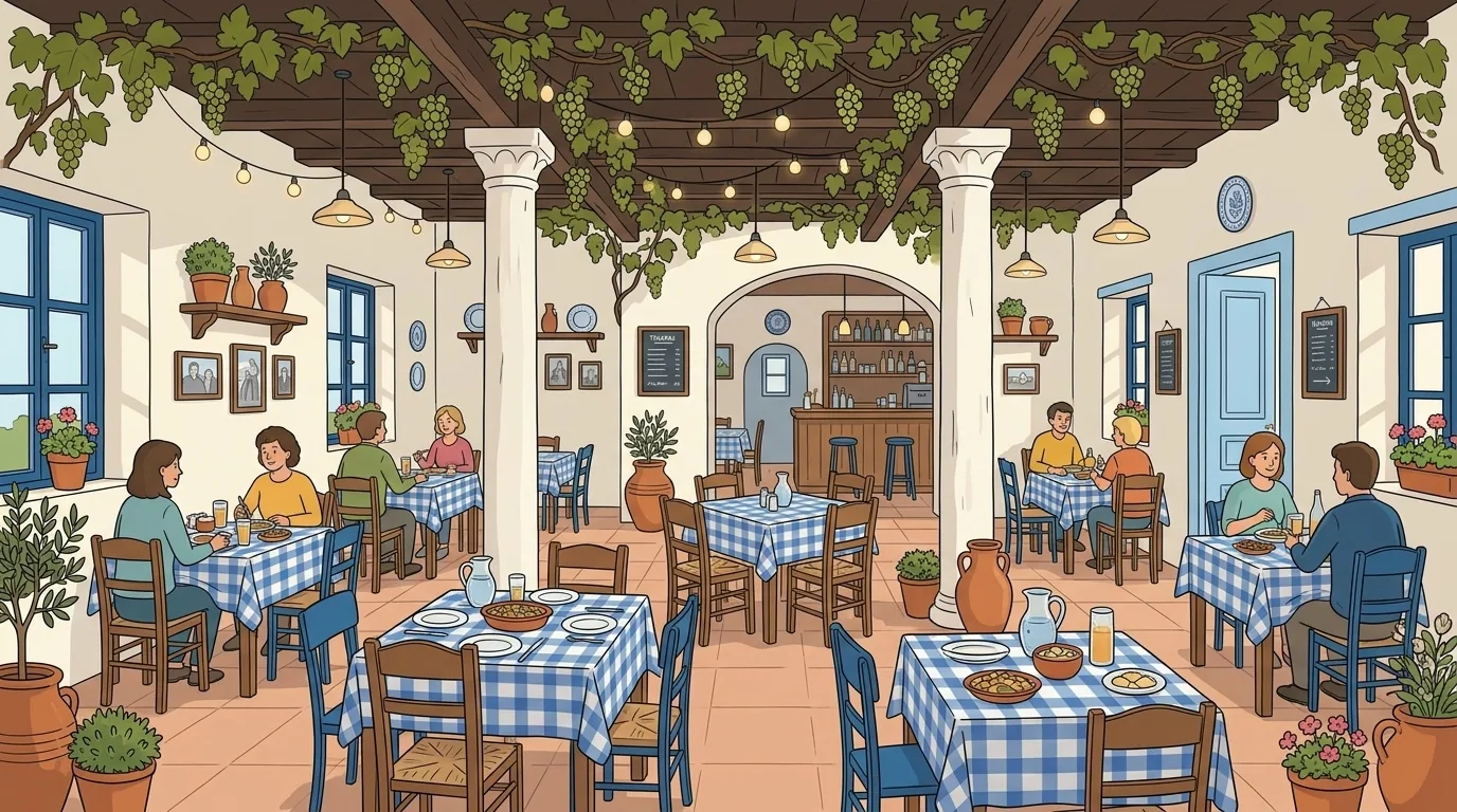 Gemütlicher Innenraum der Taverna Samos in Hamburg-Barmwisch