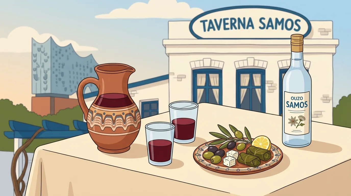 Griechischer Rotwein und Ouzo — mediterrane Getränke in Hamburg